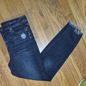 GAP Dark Blue Distressed Women's Cropped Jeans